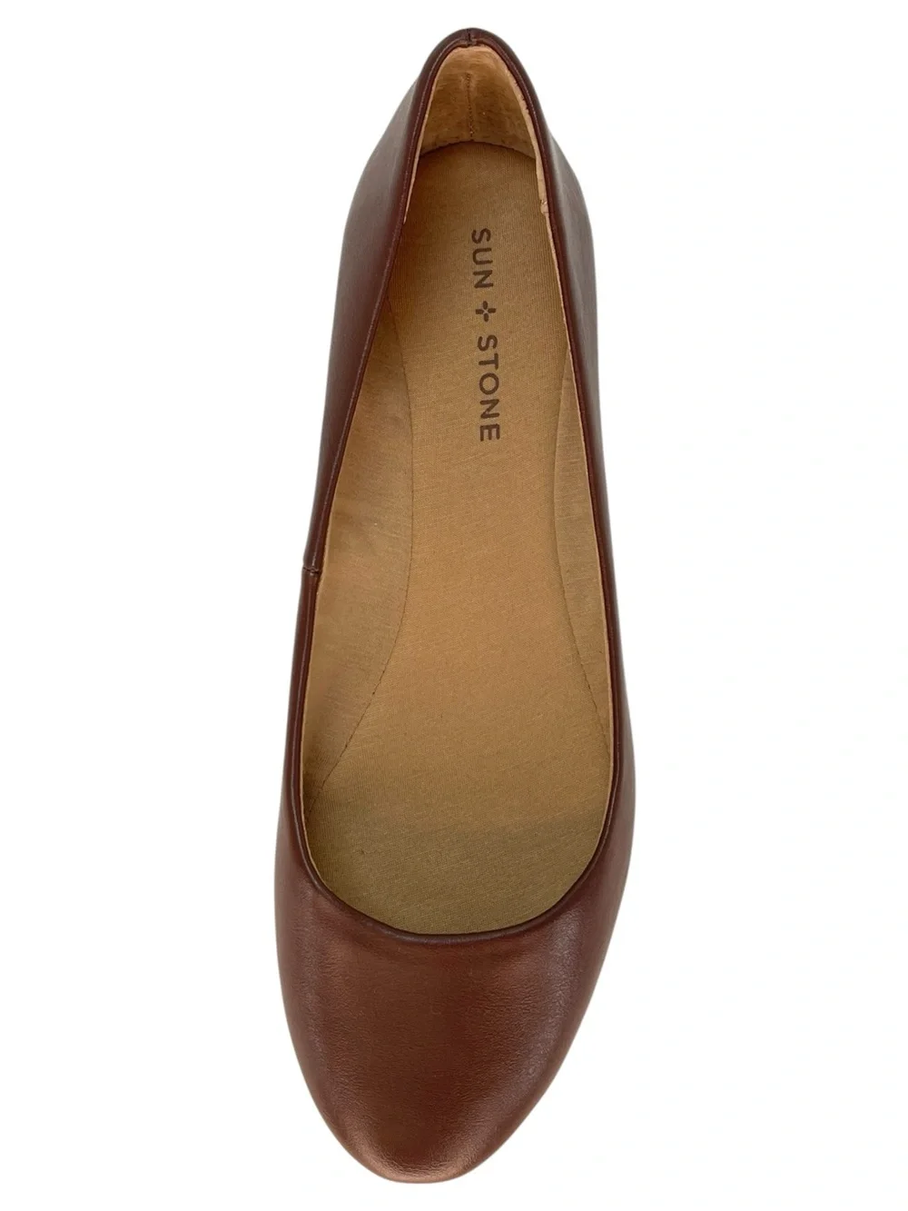 Sun + Stone Eliana Brown Faux Leather Womens Flats Size 9.5M